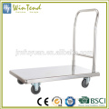 Stainless steel hand trolley cart, heavy duty platform trolley, kitchen platform hand truck